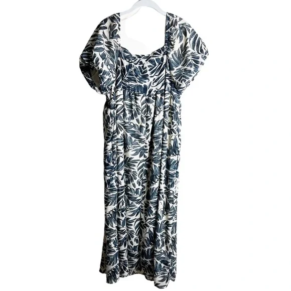 Hayden Puff Sleeve Botanical Print Square Neck Maxi Dress, Size Large - Picture 1 of 8